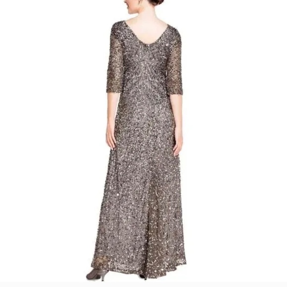 Adrianna Papell Grey and Silver Sequined Mermaid Gown NWT size 10 - Picture 2 of 6